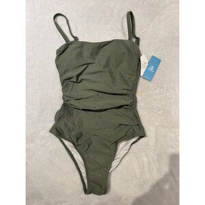 Cupshe Women's Green Square Neck Cutout Back Tummy Control One Piece Swimsuit XS